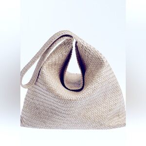 Massimo dutti white cream woven leather shoulder bag
